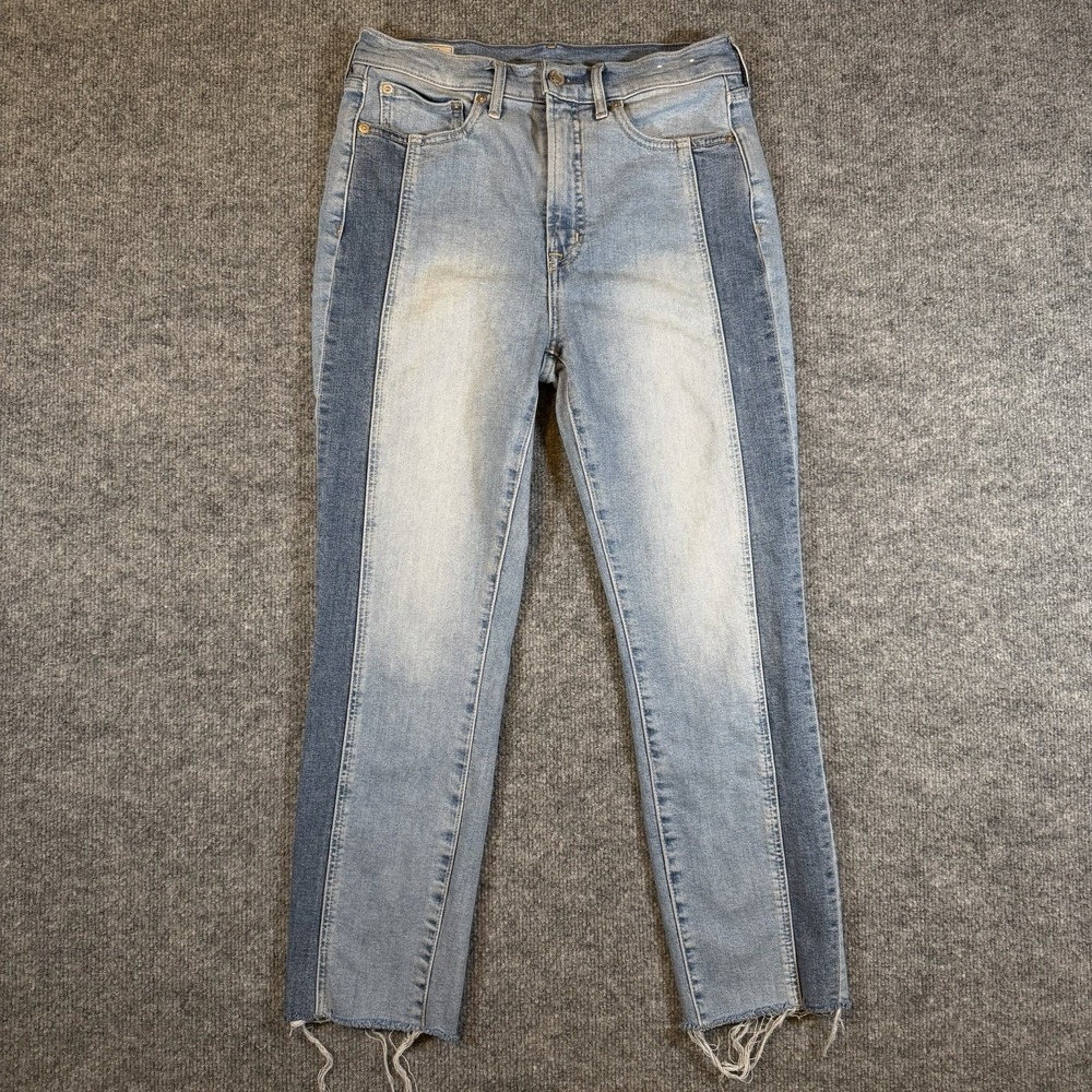 Gap Vintage Slim High Rise Jeans Womens 8S/29 Medium Wash‎ Two Tone Frayed Hem